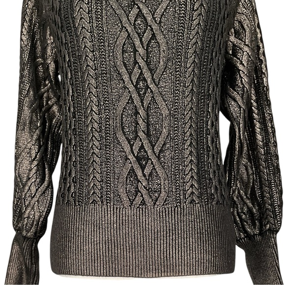 EXPRESS / Black & Gold Cable Knit Sweater / Small - Picture 3 of 10